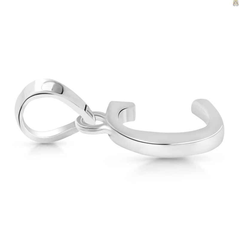 Plain Silver Alphabet C Pendant