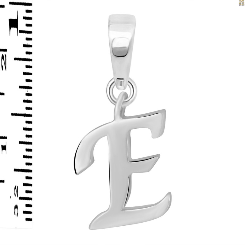 Plain Silver Alphabet E Pendant PS-RDA-109.