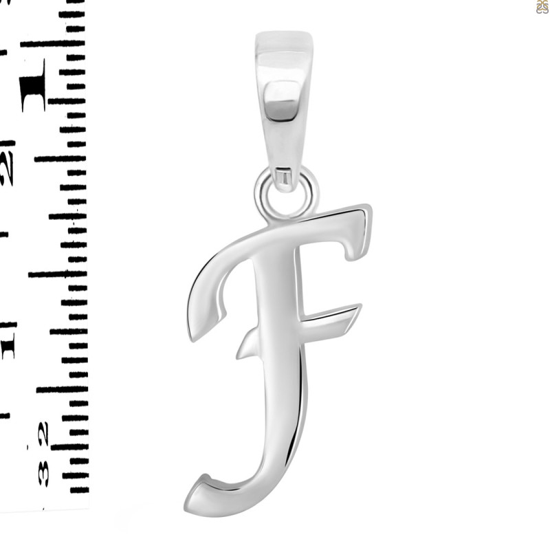 Plain Silver Alphabet F Pendant PS-RDA-110.