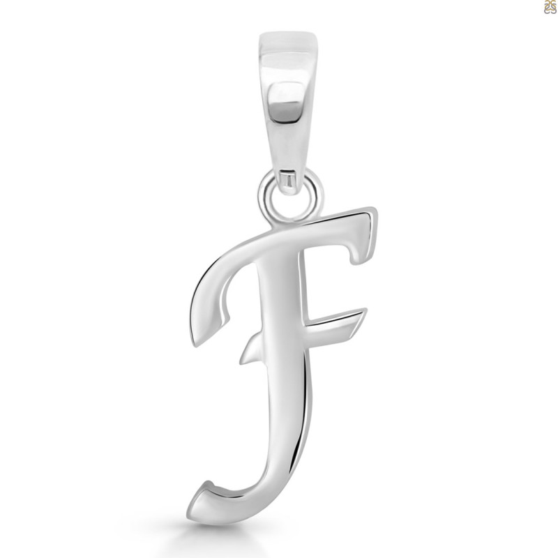 Plain Silver Alphabet F Pendant PS-RDA-110.