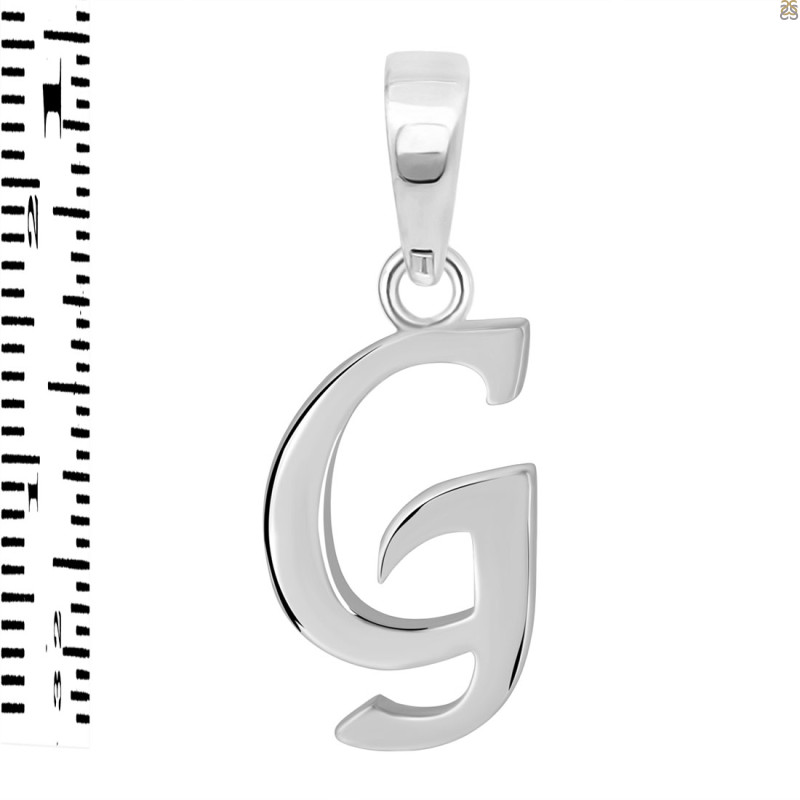 Plain Silver Alphabet G Pendant PS-RDA-111.