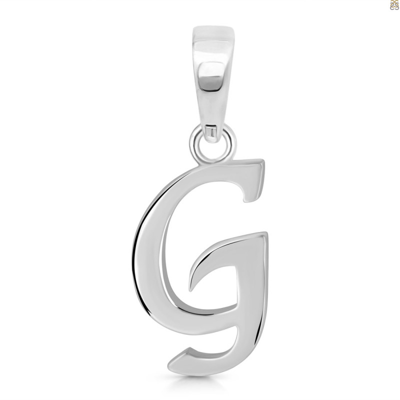 Plain Silver Alphabet G Pendant PS-RDA-111.