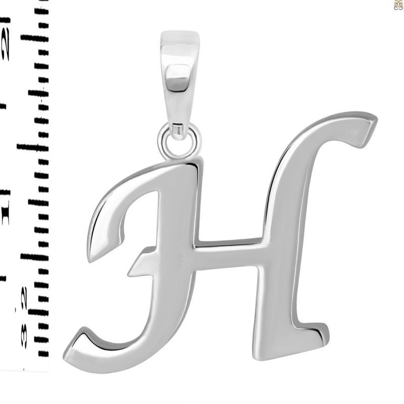 Plain Silver Alphabet H Pendant PS-RDA-112.