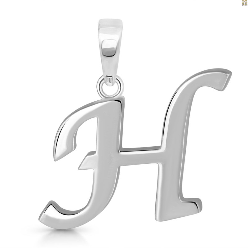Plain Silver Alphabet H Pendant PS-RDA-112.