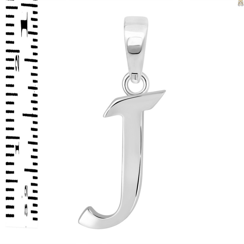 Plain Silver Alphabet J Pendant PS-RDA-114.