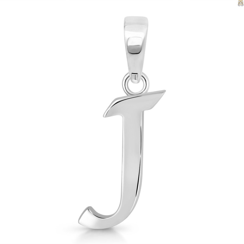 Plain Silver Alphabet J Pendant PS-RDA-114.
