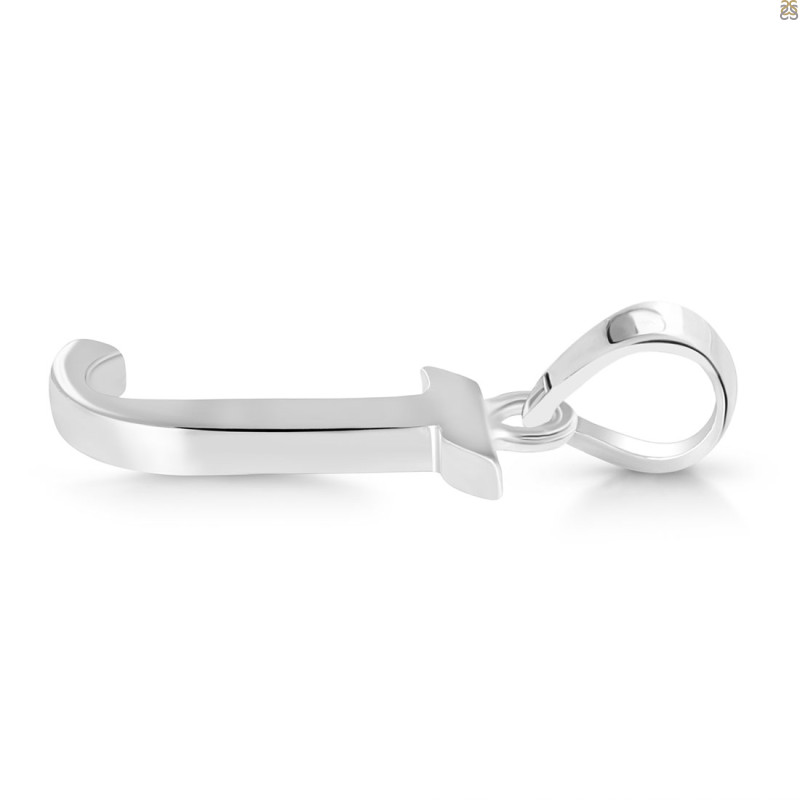 Plain Silver Alphabet J Pendant