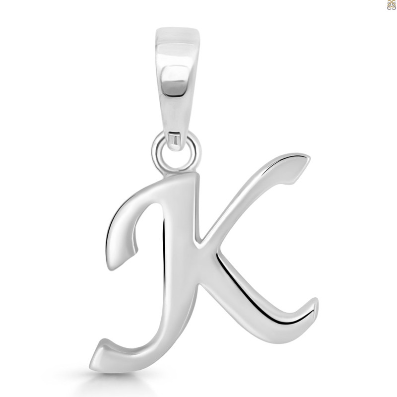 Plain Silver Alphabet K Pendant PS-RDA-115.