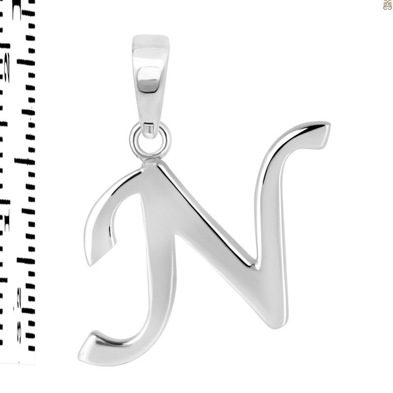 Plain Silver Alphabet N Pendant PS-RDA-118.