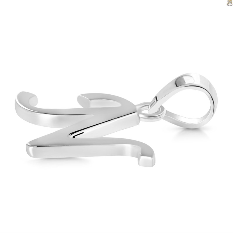 Plain Silver Alphabet N Pendant