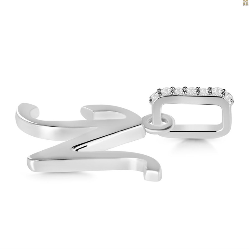 Plain Silver Alphabet N Pendant