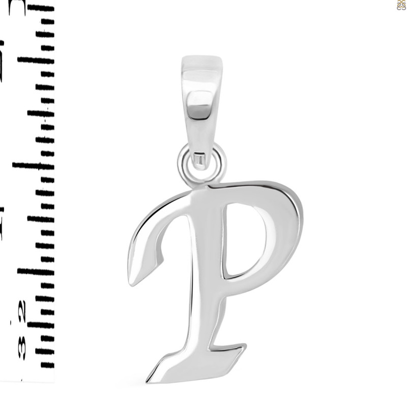 Plain Silver Alphabet P Pendant PS-RDA-120.