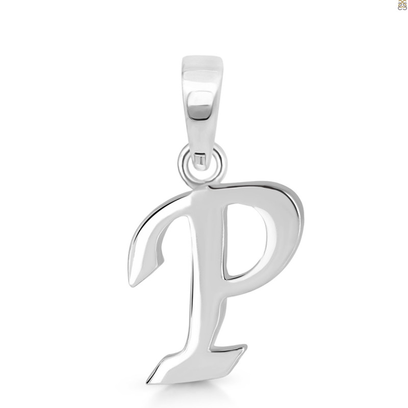 Plain Silver Alphabet P Pendant PS-RDA-120.