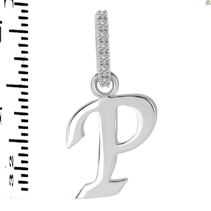 Plain Silver Alphabet P Pendant PS-RDA-146.