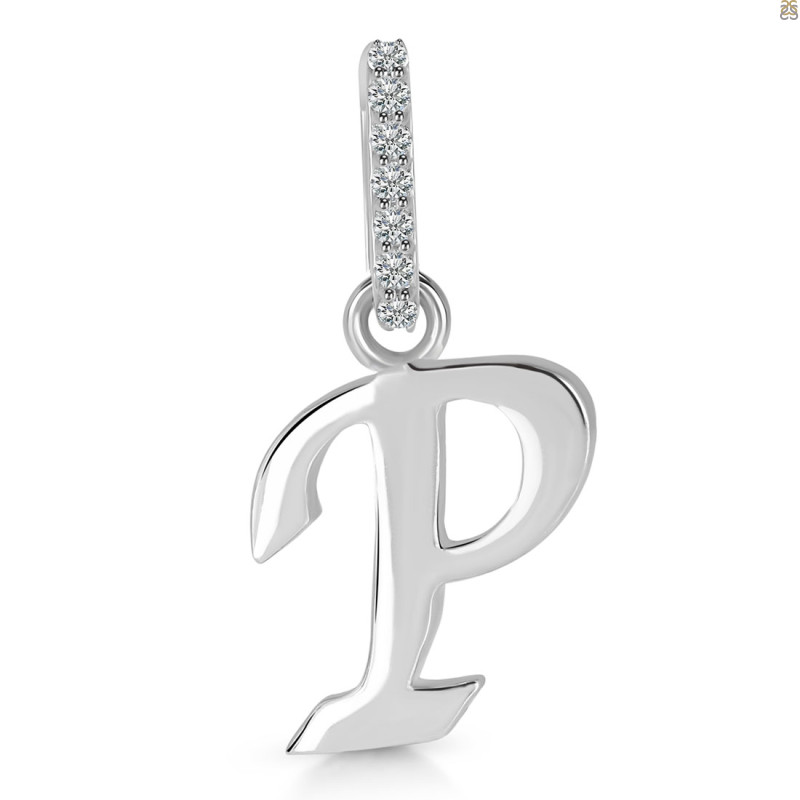 Plain Silver Alphabet P Pendant PS-RDA-146.