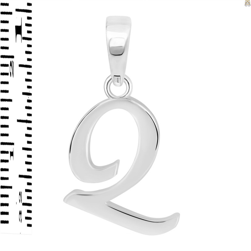 Plain Silver Alphabet Q Pendant PS-RDA-121.