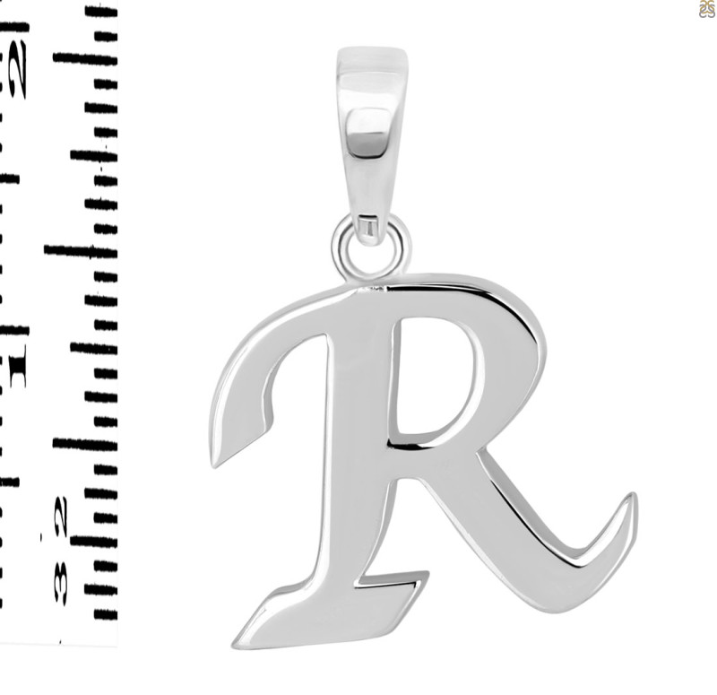 Plain Silver Alphabet R Pendant PS-RDA-122.
