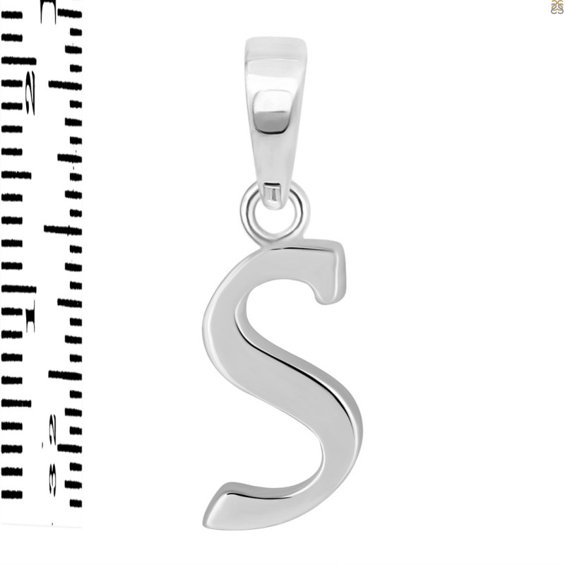 Plain Silver Alphabet S Pendant PS-RDA-123.