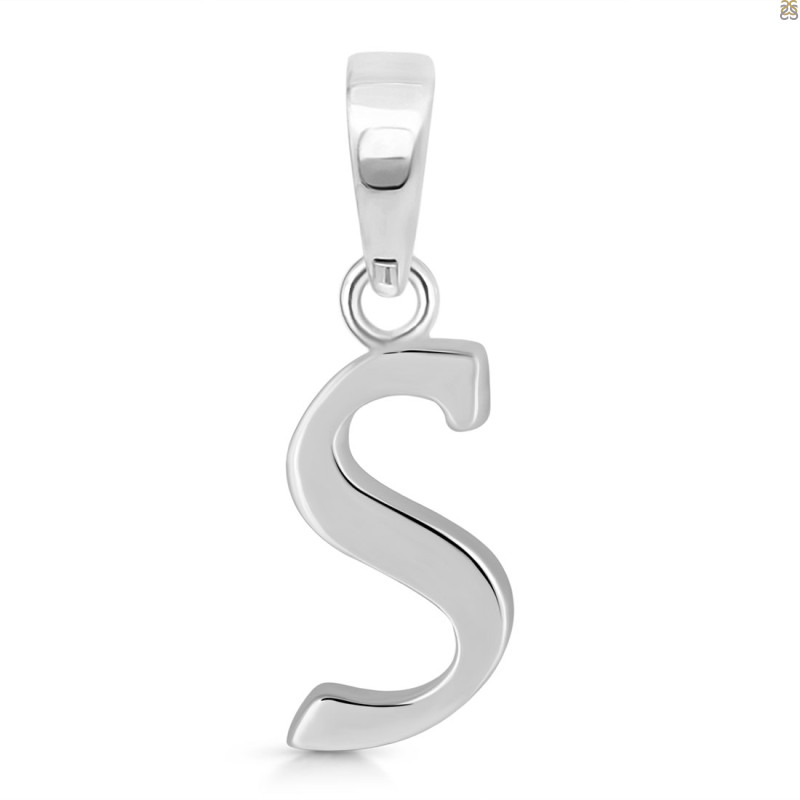 Plain Silver Alphabet S Pendant PS-RDA-123.