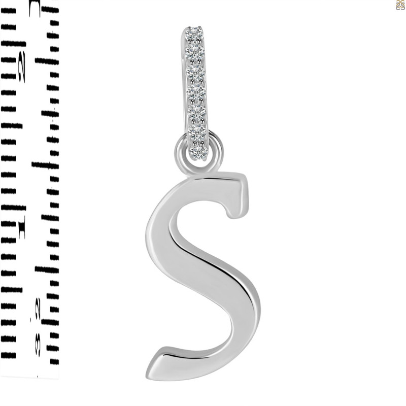 Plain Silver Alphabet S Pendant PS-RDA-149.