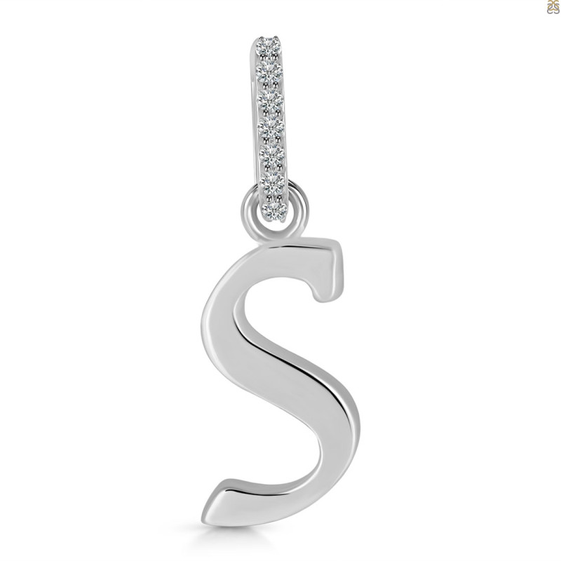 Plain Silver Alphabet S Pendant PS-RDA-149.