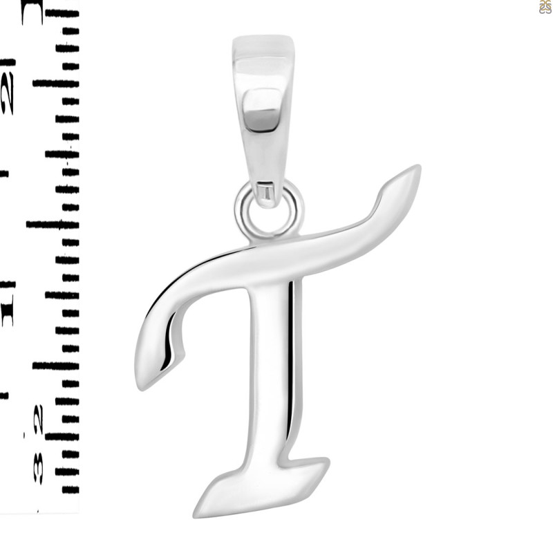 Plain Silver Alphabet T Pendant PS-RDA-124.