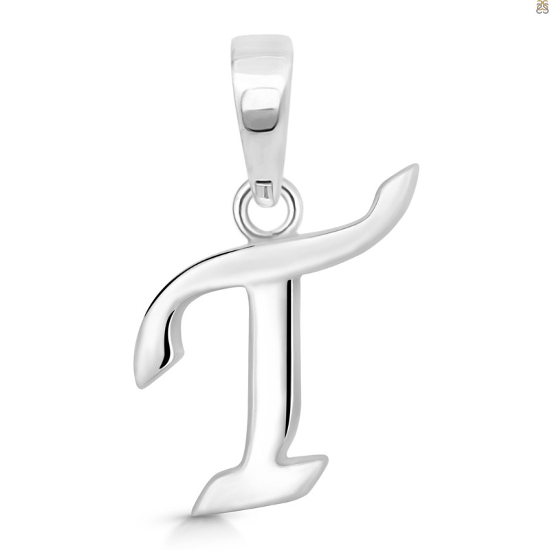 Plain Silver Alphabet T Pendant PS-RDA-124.