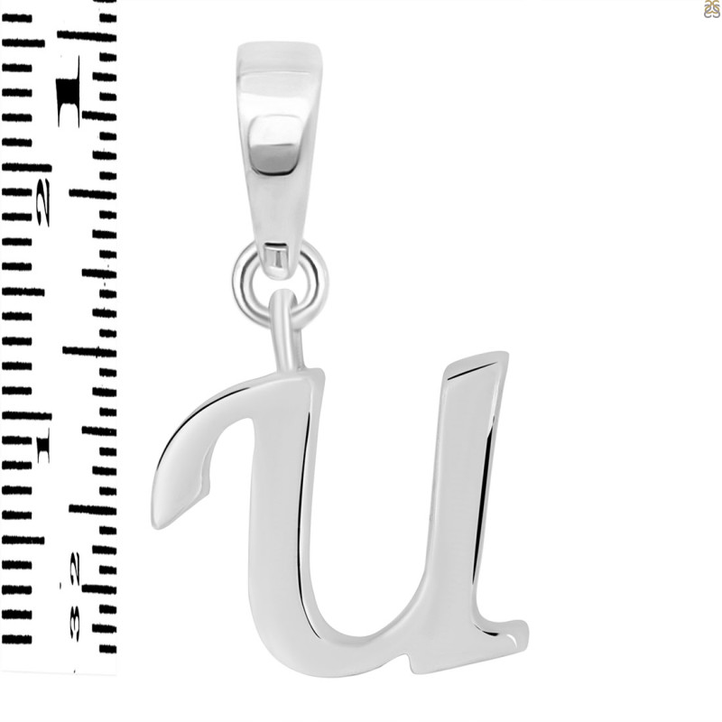 Plain Silver Alphabet U Pendant PS-RDA-125.