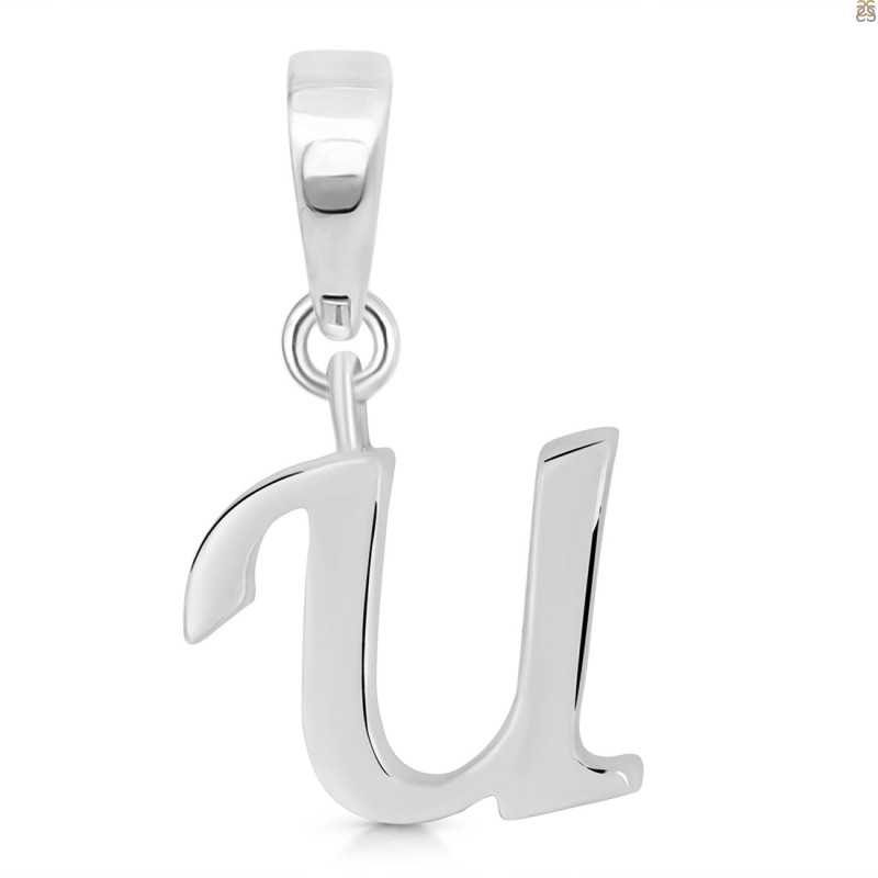 Plain Silver Alphabet U Pendant PS-RDA-125.