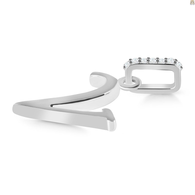 Plain Silver Alphabet V Pendant