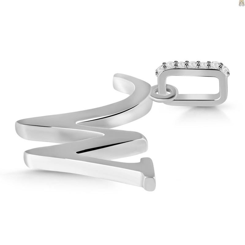 Plain Silver Alphabet W Pendant