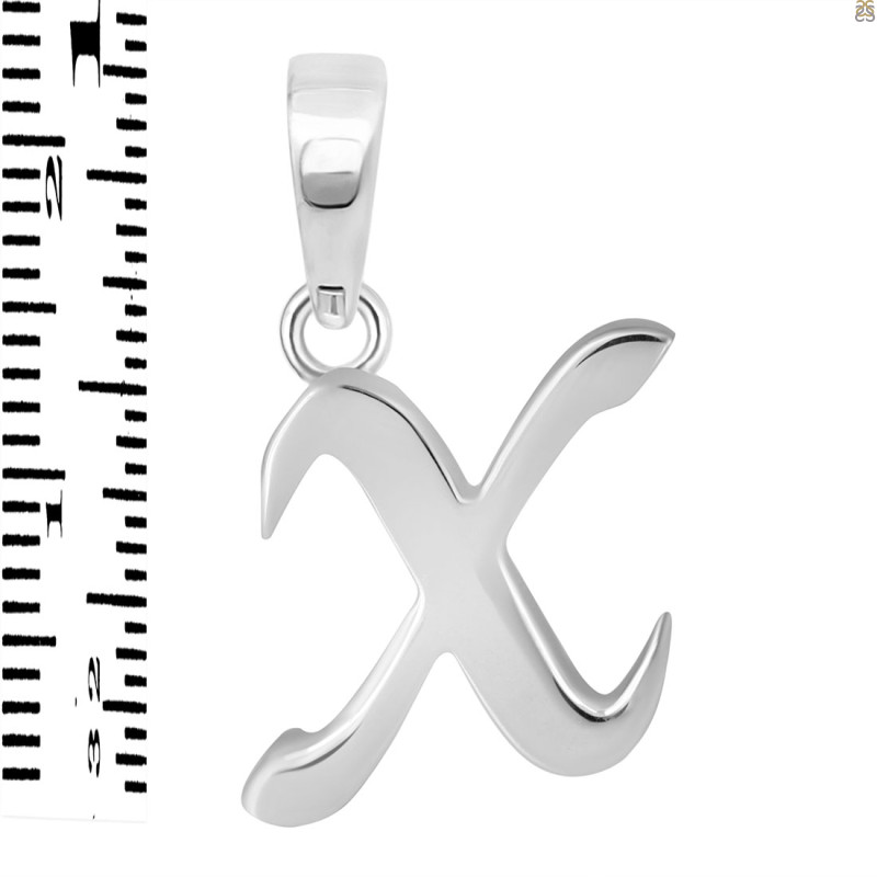Plain Silver Alphabet X Pendant PS-RDA-128.