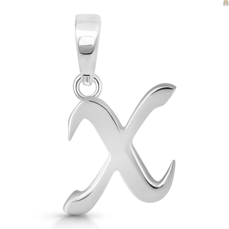 Plain Silver Alphabet X Pendant PS-RDA-128.