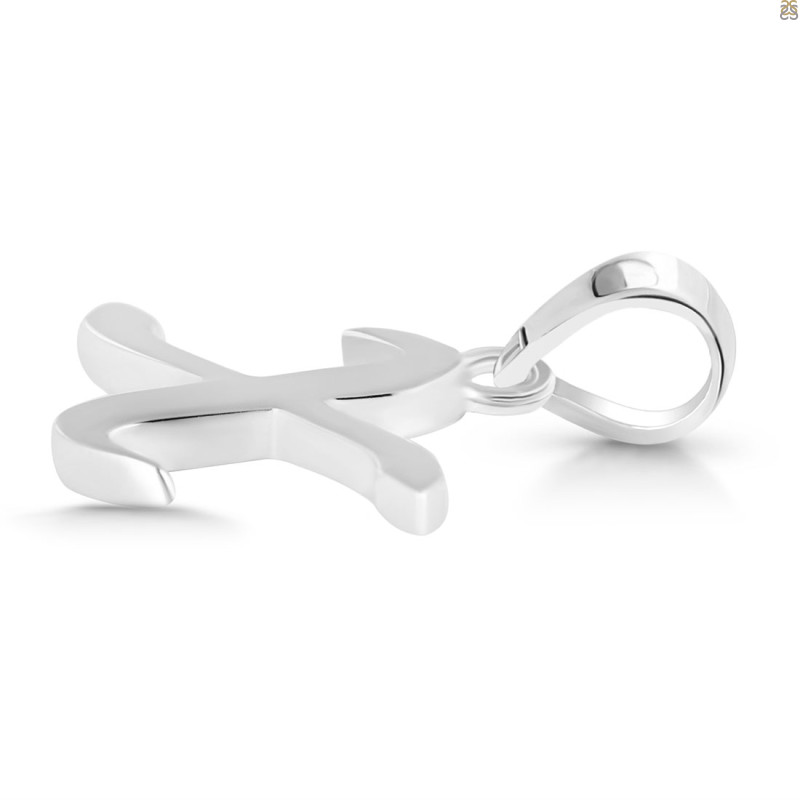 Plain Silver Alphabet X Pendant