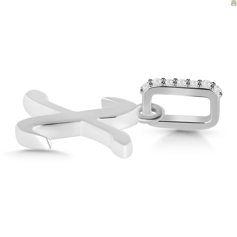 Plain Silver Alphabet X Pendant