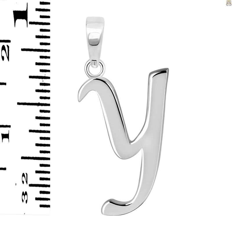 Plain Silver Alphabet Y Pendant PS-RDA-129.
