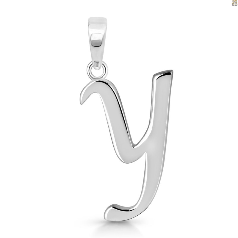 Plain Silver Alphabet Y Pendant PS-RDA-129.