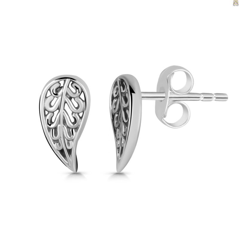 Plain Silver Leaf Stud Earring