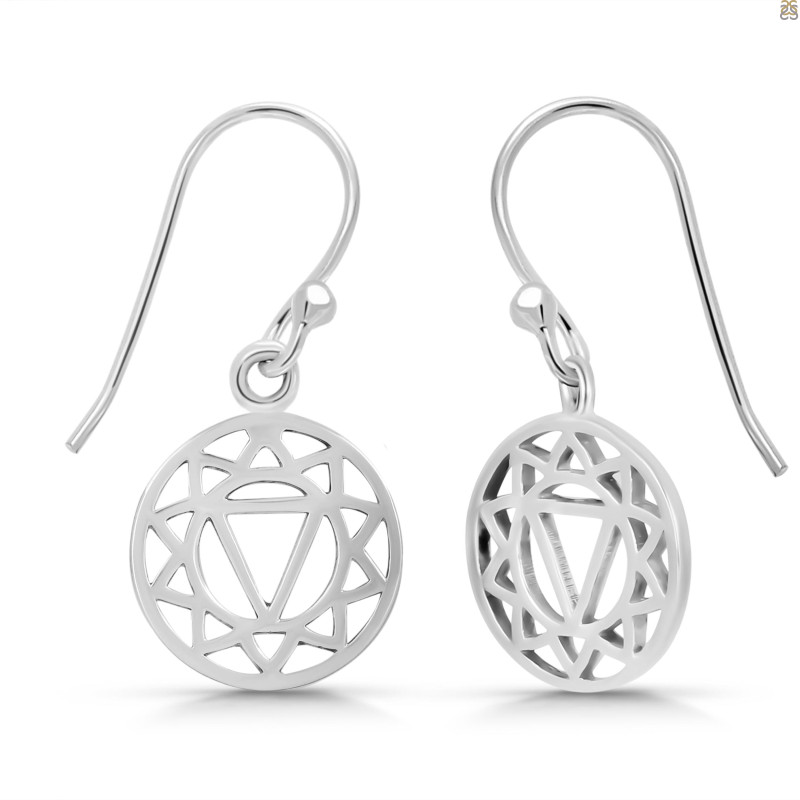 Solar Plexus Chakra Plain Silver Earring