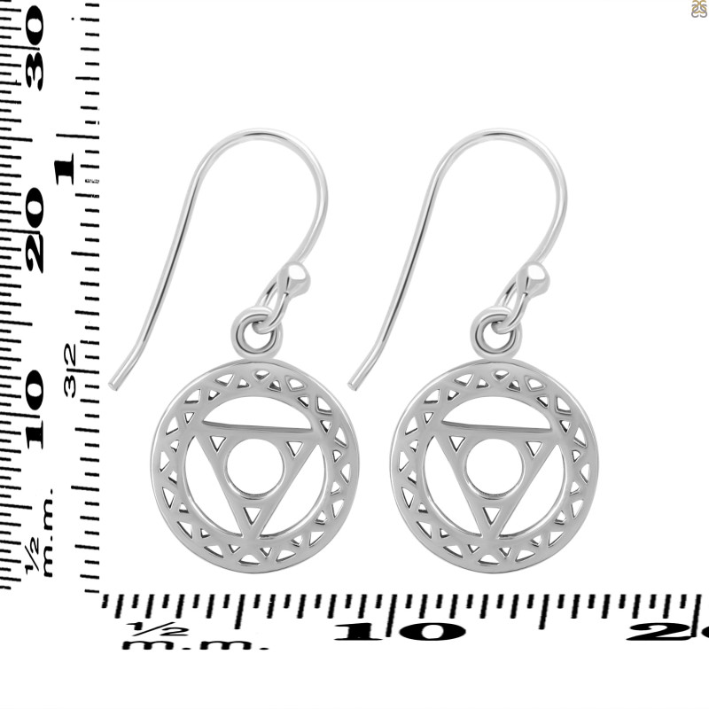 Throat Chakra Plain Silver Earring PS-RDE-540.