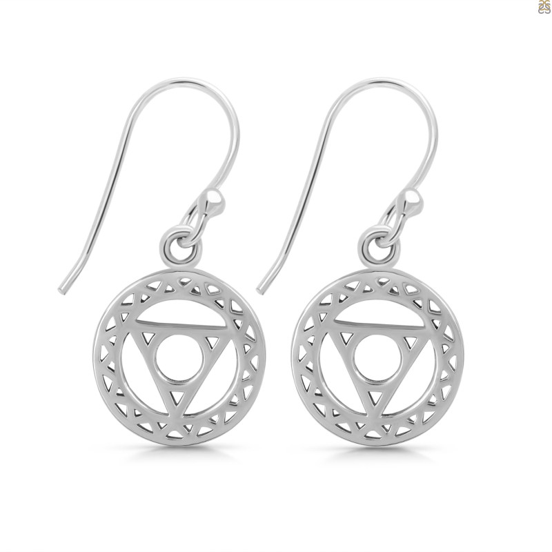 Throat Chakra Plain Silver Earring PS-RDE-540.