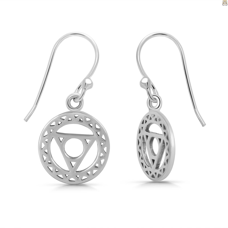 Throat Chakra Plain Silver Earring