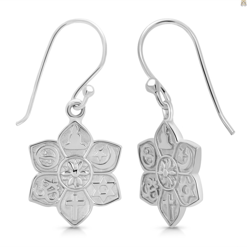 Unity Of Religions Plain Silver Earring