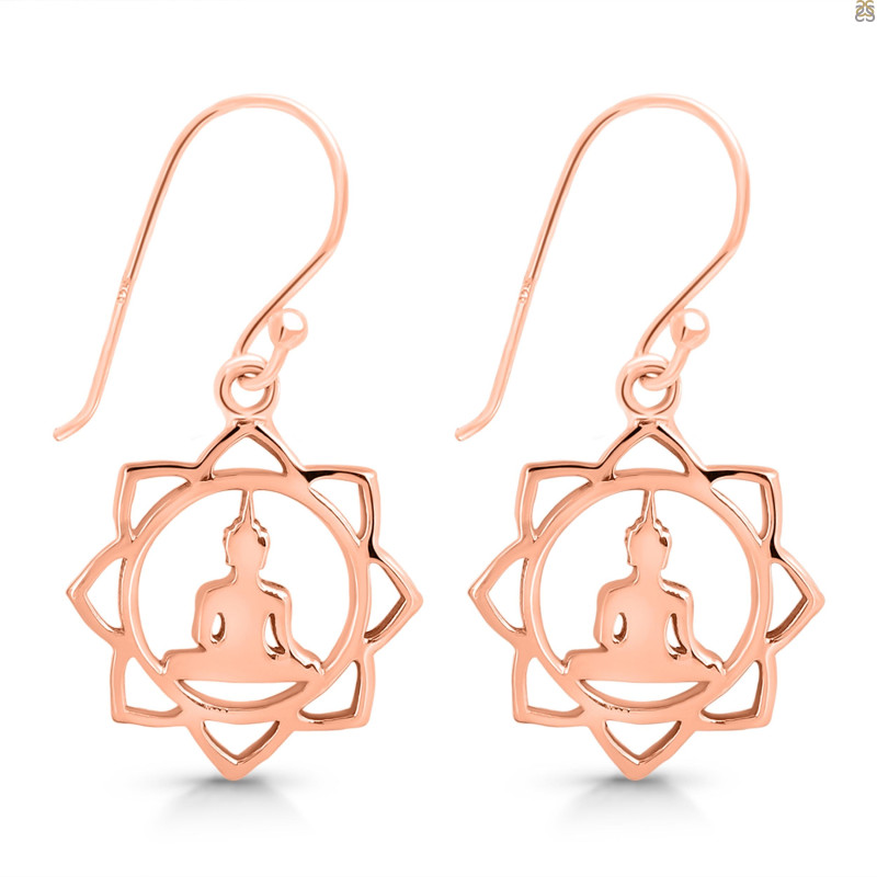 Human Body Chakra Plain Silver Earring PS-RDE-546.