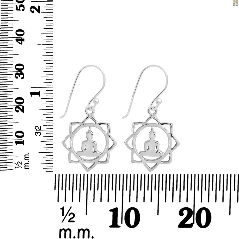 Human Body Chakra Plain Silver Earring PS-RDE-546.