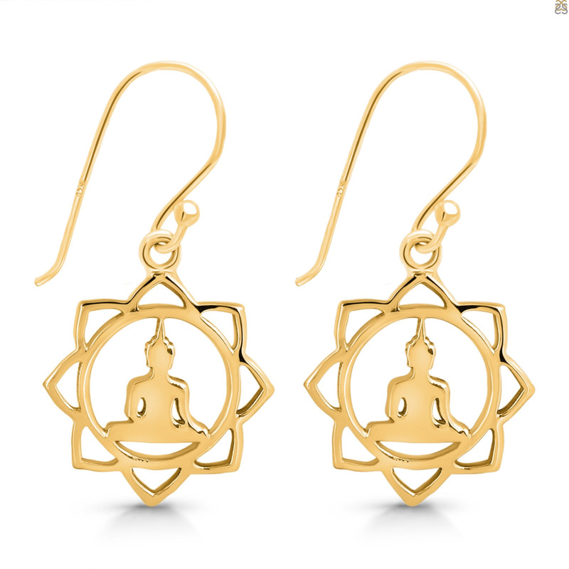 Human Body Chakra Plain Silver Earring PS-RDE-546.
