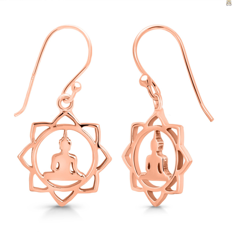 Human Body Chakra Plain Silver Earring PS-RDE-546.