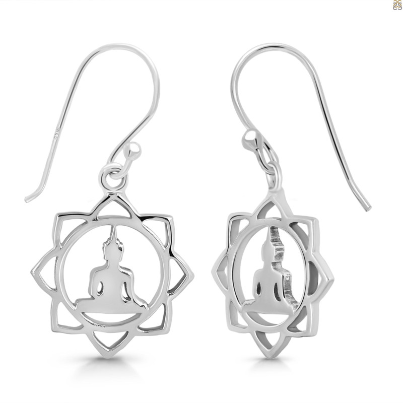 Human Body Chakra Plain Silver Earring