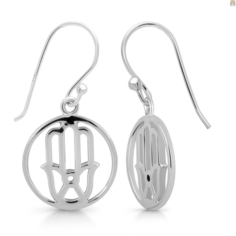 Hamsa Hand Plain Silver Earring