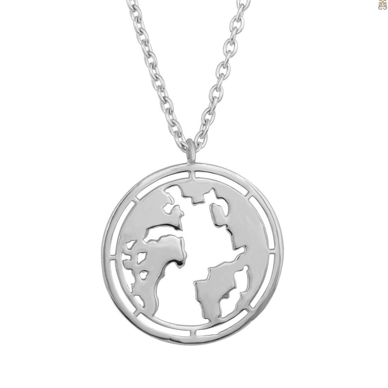 Plain Silver Globe Necklace PS-RDN-37.